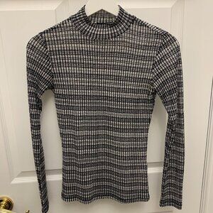 Dynamite Mesh Plaid Mock Neck Top Sz. S